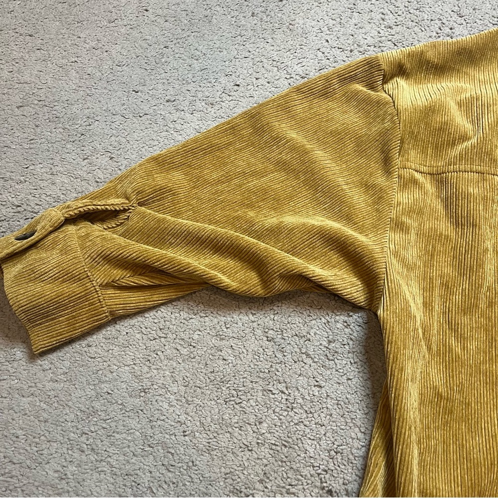 Yellow Ribbed Button Down Jacket - image 3